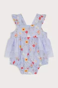 Детский сетчатый комбинезон с цветочным узором Monsoon, синий