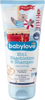 Детский шампунь для душа и усилителя Лосьон для умывания 2в1 200мл babylove