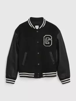 Детский шерстяной бомбер Gap, черный