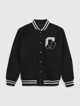 Детский шерстяной бомбер Gap, черный