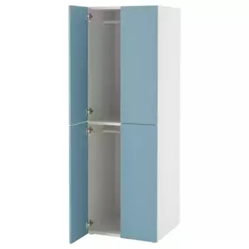 Детский шкаф, бело-синий, 60x57x181 см, PLATSA/SMSTAD IKEA
