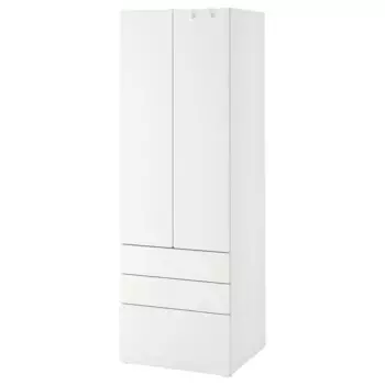 Детский шкаф, белый, 60x42x181 см, с 3 ящиками SMSTAD IKEA