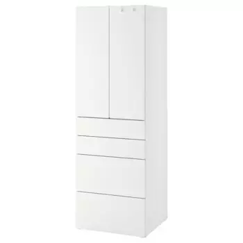 Детский шкаф, белый, 60x57x181 см, с 4 ящиками PLATSA/SMSTAD IKEA