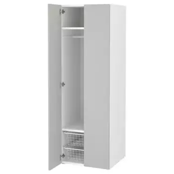 Детский шкаф, белый/серый, 60x57x181 см, PLATSA/SMSTAD IKEA