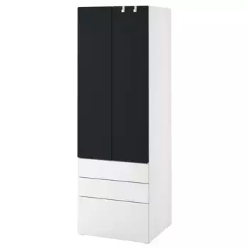 Детский шкаф, доска белая, 60x42x181 см, с 3 ящиками SMSTAD IKEA