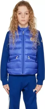 Детский синий пуховый жилет Gui Moncler Enfant