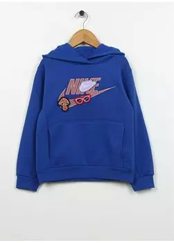 Детский синий свитшот с капюшоном и принтом 86L137-U89 NKN YOU DO YOU ПУЛОВЕР Nike, синий