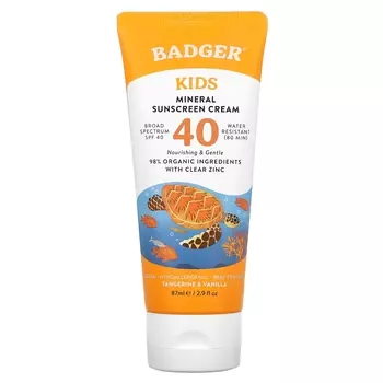 Детский солнцезащитный крем Badger Company SPF 40 минеральный, 87 мл