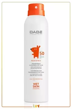 Детский солнцезащитный спрей для влажной кожи Babe Pediatric Transparent Spf 50+ 200 мл