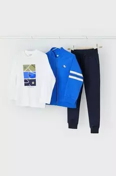 Детский спортивный комплект - лонгслив, толстовка и брюки. Mayoral, синий