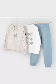 Детский спортивный комплект - лонгслив, толстовка и брюки. Mayoral, синий