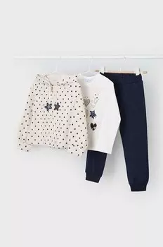 Детский спортивный комплект - лонгслив, толстовка и брюки. Mayoral, темно-синий