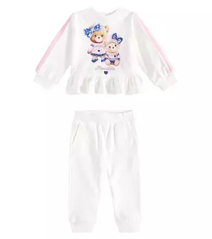 Детский спортивный костюм из хлопчатобумажной смеси Monnalisa, цвет panna + fairytale