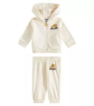 Детский спортивный костюм из хлопка с принтом Moschino Kids, бежевый