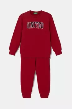 Детский спортивный костюм из хлопка United Colors of Benetton, бордовый