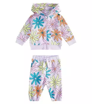 Детский спортивный костюм из хлопкового флиса с принтом Stella Mccartney Kids, цвет lilla/multicolor