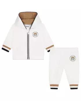 Детский спортивный костюм с капюшоном белого цвета BOSS Kidswear