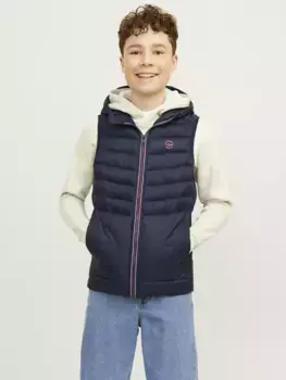 Детский стеганый жилет Jack & Jones "JJESPRINT PUFFER BW HOOD NOOS JNR" Jack & Jones Junior, синий
