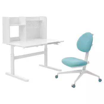 Детский стол и стул BERGLRKA/DAGNAR IKEA, 100x70 см, белый/бирюзовый
