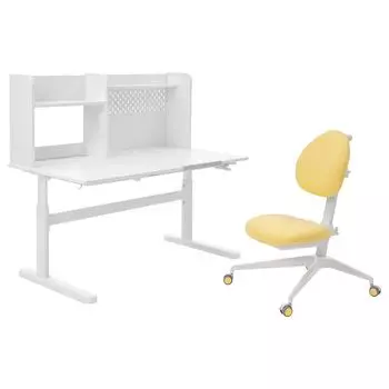 Детский стол и стул BERGLRKA/DAGNAR IKEA, 120x70 см, белый/желтый