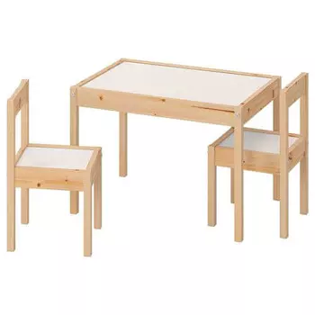 Детский стол Ikea Latt с 2 стульями, белый/сосна