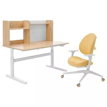 Детский стол+стул с подлокотниками BERGLRKA/GUNRIK IKEA, 120x70 см, цвет solid birch/yellow