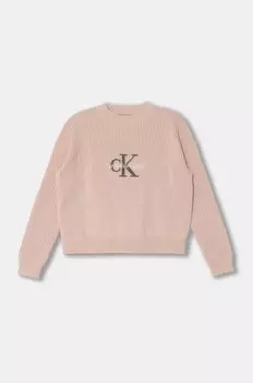 Детский свитер Calvin Klein Jeans из смесовой шерсти, розовый