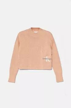 Детский свитер Calvin Klein Jeans из смесовой шерсти, розовый