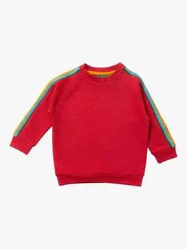 Детский свитер из чистого органического хлопка в радужную полоску Little Green Radicals, красный/разноцветный