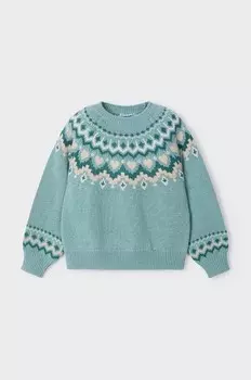 Детский свитер из смесовой шерсти Mayoral, бирюзовый