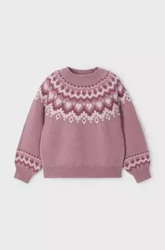 Детский свитер из смесовой шерсти Mayoral, розовый