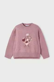 Детский свитер из смесовой шерсти Mayoral, розовый