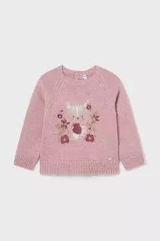 Детский свитер из смесовой шерсти Mayoral, розовый