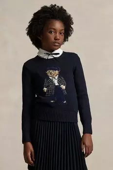 Детский свитер Polo Ralph Lauren из смесовой шерсти, темно-синий