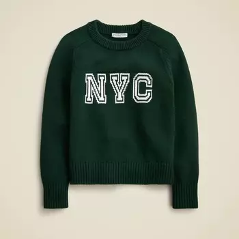 Детский свитер с круглым вырезом из хлопка в технике интарсия J.Crew, мультиколор