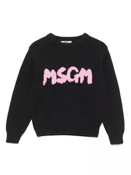 Детский свитер с жаккардовым принтом и логотипом MSGM Msgm Kids, черный