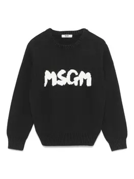 Детский свитер с жаккардовым принтом и логотипом MSGM Msgm Kids, черный