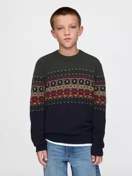 Детский свитер с жаккардовым узором из кэшсофта Gap, синий