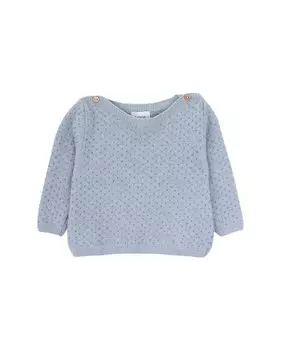 Детский свитер в горошек и пуговицами на плечах KNOT, синий