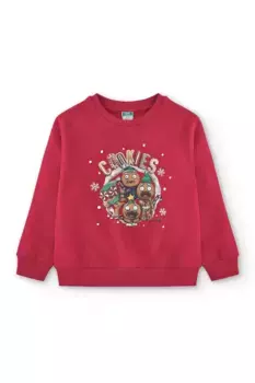 Детский свитшот с круглым вырезом и набивным рисунком Charanga, красный