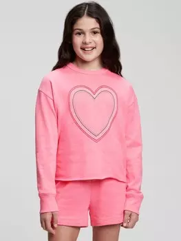 Детский свитшот с сердечком Gap, розовый