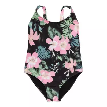 Детский теневой цветочный купальник Roxy, чёрный