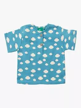 Детский топ хенли с длинными рукавами облака Little Green Radicals, синий/разноцветный