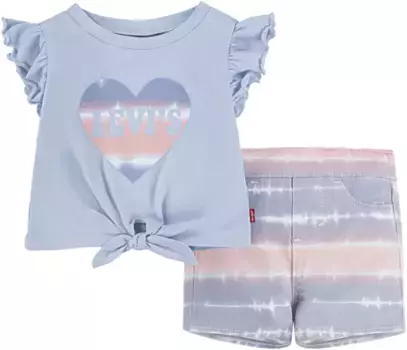 Детский топ и шорты Levi's "LVG 2PCTEEWOVENSHORT", для маленьких девочек Levi'S Kids, цвет Mistylilac