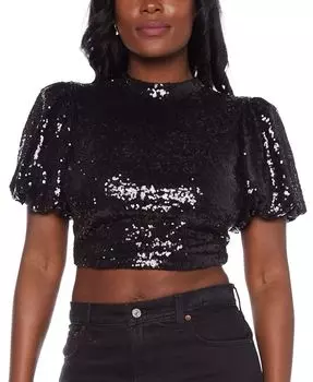 Детский топ с открытой спиной, короткими рукавами и пайетками-фонариками Alex & Sophia, черный