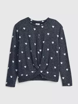 Детский топ с сердечками Gap, серый