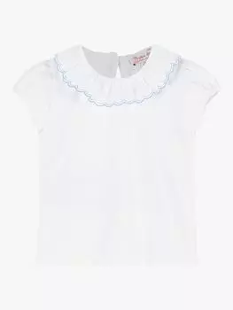 Детский топ с вышитым воротником Trotters Confiture Isabella, белый/синий