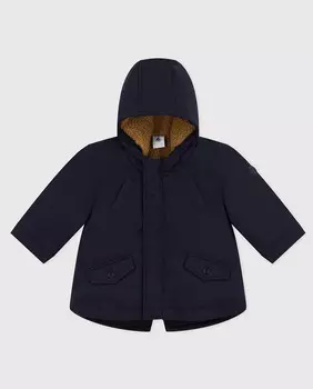 Детский тренч на подкладке из шерпы Petit Bateau, синий