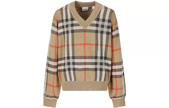 Свитер детский Burberry в клетку, коричневый