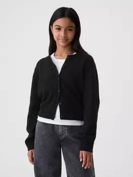 Детский укороченный кардиган из каше-мягкого материала Gap, черный